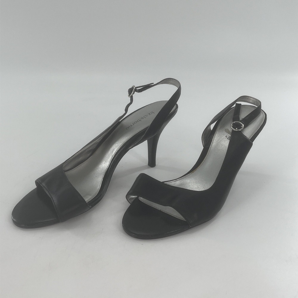 Liz Claiborne D'Orsay Slingback Pump Womens 8 M Black Open Toe Heel Legacy - Picture 7 of 16